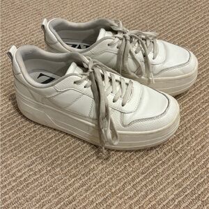 Zara White Platform Sneakers Size 38 EUR